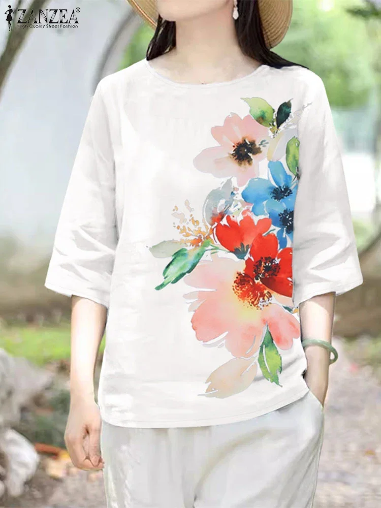 ZANZEA Women Summer Blouse 2025 Fashion 3/4 Sleeve Floral Printed Shirt Casual Loose Tunics Korean Round Neck Basic Tops Female
ZANZEA Women Summer Blouse 2025 Fashion 3/4 Sleeve Floral Printed Shirt Casual Loose Tunics Korean Round Neck Basic Tops Female