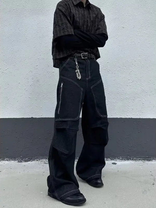Men's Workwear Jeans American Folded Bright Line Zipper ket Loose BF Teenage High Street Drag Casual Long Pants
Men's Workwear Jeans American Folded Bright Line Zipper ket Loose BF Teenage High Street Drag Casual Long Pants