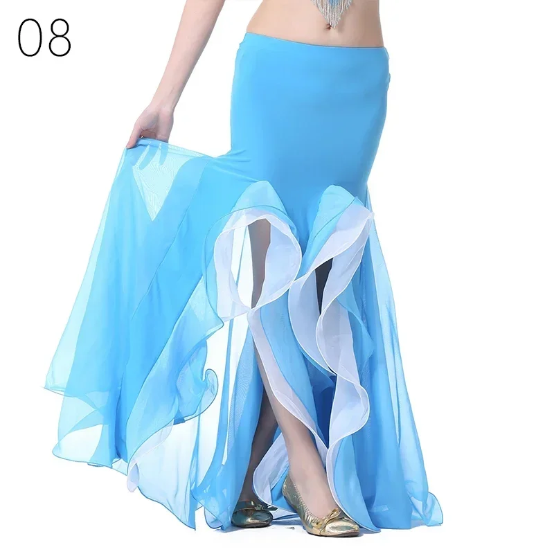 Women Sexy Belly Dance Skirt Double Split Chiffon Skirt Oriental Belly Dance Practice Skirt Stage Performance Carnival Costume
Women Sexy Belly Dance Skirt Double Split Chiffon Skirt Oriental Belly Dance Practice Skirt Stage Performance Carnival Costume
