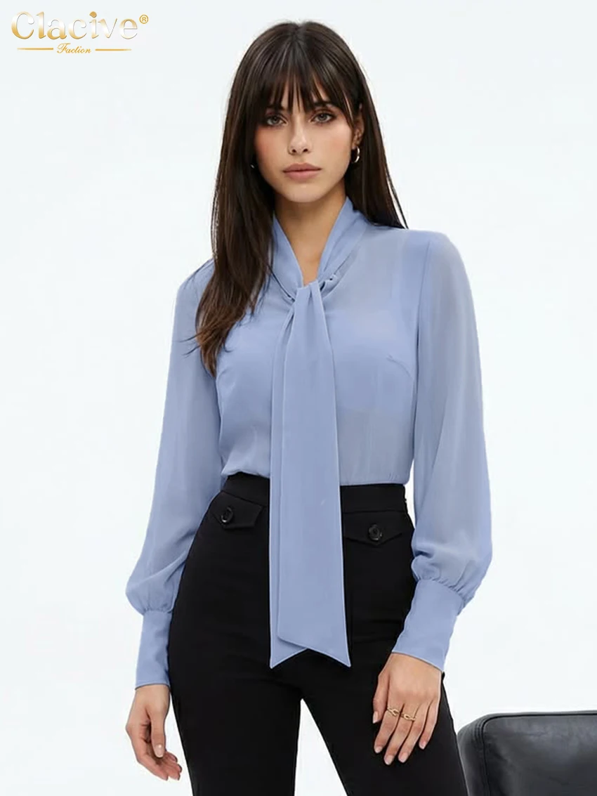 Clacive Fashion Loose Blue Women's Shirt 2026 Casual Bow Collar Long Sleeve Lady Blouse Elegant Classic Soid Top Female Clothing
Clacive Fashion Loose Blue Women's Shirt 2026 Casual Bow Collar Long Sleeve Lady Blouse Elegant Classic Soid Top Female Clothing
