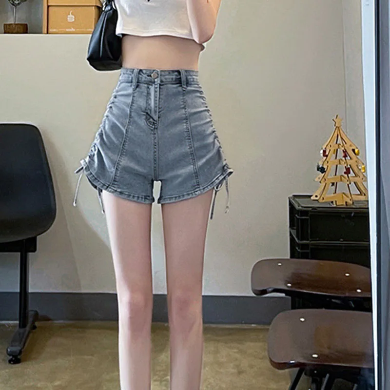 Slim Fit High Waist Pleated Sexy Thin Denim Shorts Women Chic Tie Design Elastic Summer Hot Pants Straight Leg High Waist Jeans
Slim Fit High Waist Pleated Sexy Thin Denim Shorts Women Chic Tie Design Elastic Summer Hot Pants Straight Leg High Waist Jeans