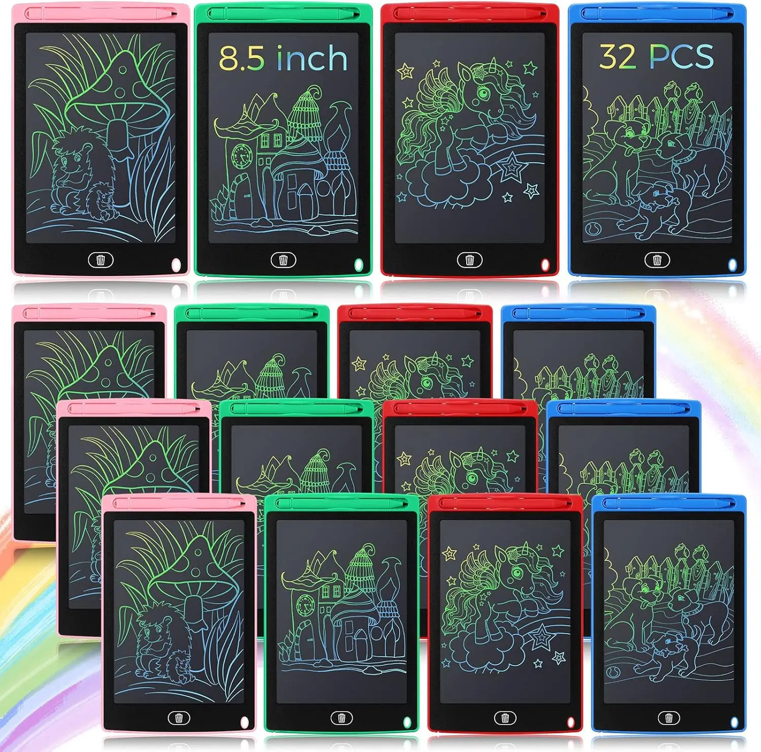 32 Pcs Kids LCD Writing Tablet, 8.5 Inch Colorful Doodle Board Erasable Pad Educational Toy Birthday Gift for Ages 3-10
32 Pcs Kids LCD Writing Tablet, 8.5 Inch Colorful Doodle Board Erasable Pad Educational Toy Birthday Gift for Ages 3-10