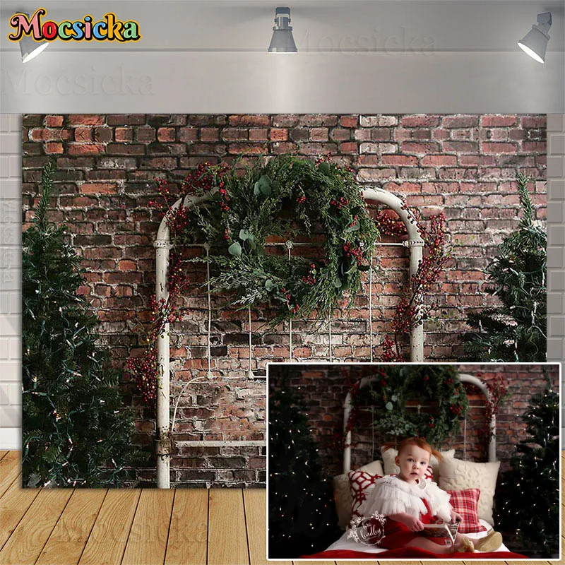 Christmas Headboard Photography Backdrops Winter Vintage Brick Wall Wreath Holiday Party Kids Family Portrait Photo Background
Christmas Headboard Photography Backdrops Winter Vintage Brick Wall Wreath Holiday Party Kids Family Portrait Photo Background