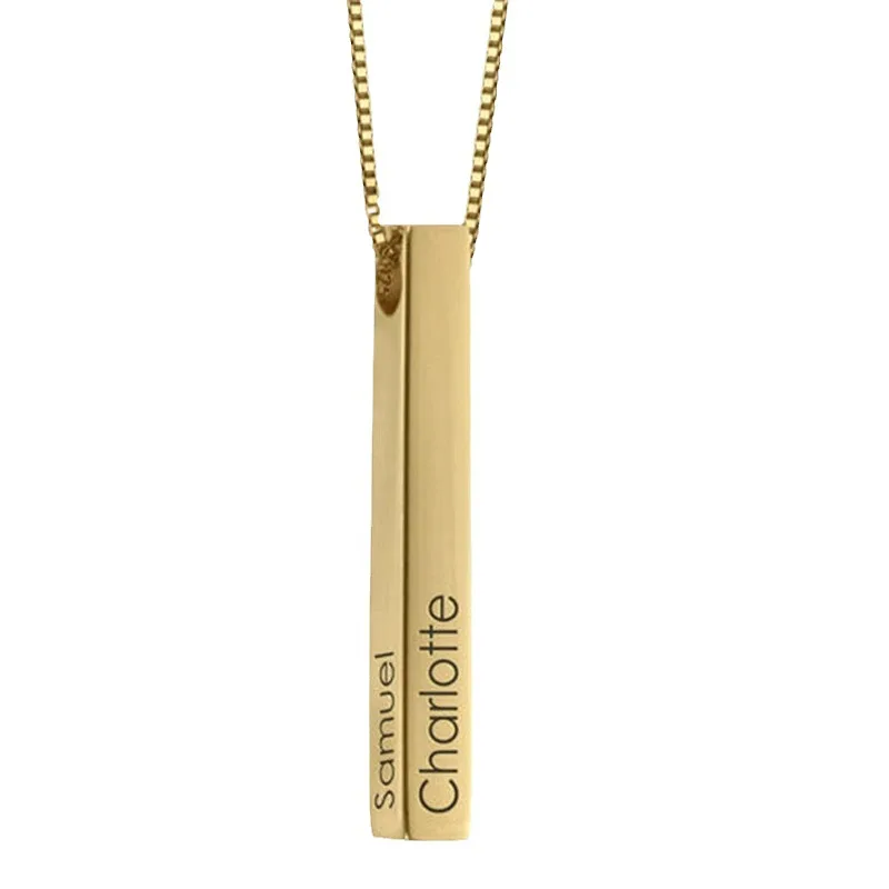 Stainless Steel Fashion Custom Name Jewelry 3D Bar Pendant Necklaces Rectangle 18k Gold Plated LOGO Engraved Charm Necklace
Stainless Steel Fashion Custom Name Jewelry 3D Bar Pendant Necklaces Rectangle 18k Gold Plated LOGO Engraved Charm Necklace