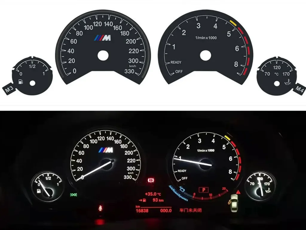 330KM/H Dashboard Gauge Face Overlay for BMW F30 F31 F32 F33 F34 F36 3M Instrument Cluster PLATE Retrofit
330KM/H Dashboard Gauge Face Overlay for BMW F30 F31 F32 F33 F34 F36 3M Instrument Cluster PLATE Retrofit