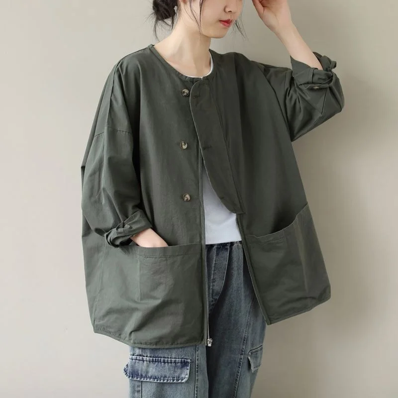 Women's Vintage Loose Jaet with Big kets Casual Long Sve Top Zipper round Ne Pure Color Commute Sle Outerwear
Women's Vintage Loose Jaet with Big kets Casual Long Sve Top Zipper round Ne Pure Color Commute Sle Outerwear