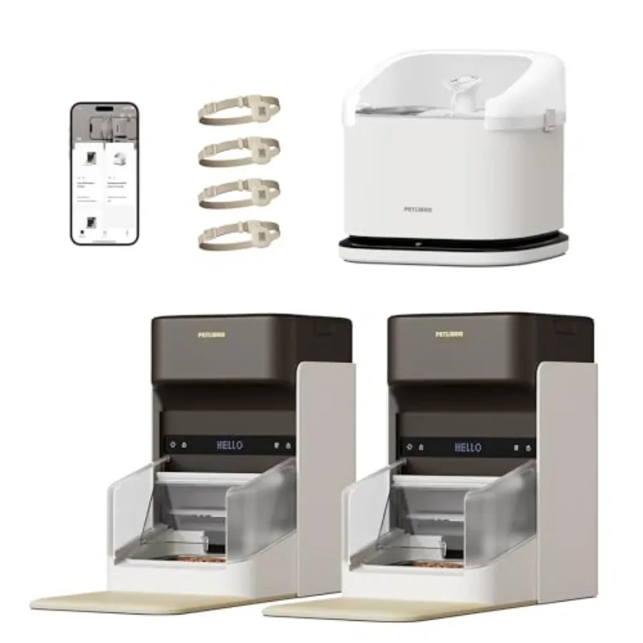 RFID Automatic Cat Feeder Water Fountain Collar Tag Activated WiFi Programmable Combo with Cat Recognition Diet Tracking Person
RFID Automatic Cat Feeder Water Fountain Collar Tag Activated WiFi Programmable Combo with Cat Recognition Diet Tracking Person