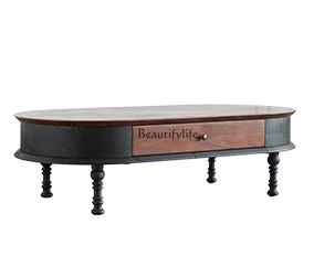 French coffee table retro solid wood mobile TV cabinet combination red oak antique side table
French coffee table retro solid wood mobile TV cabinet combination red oak antique side table