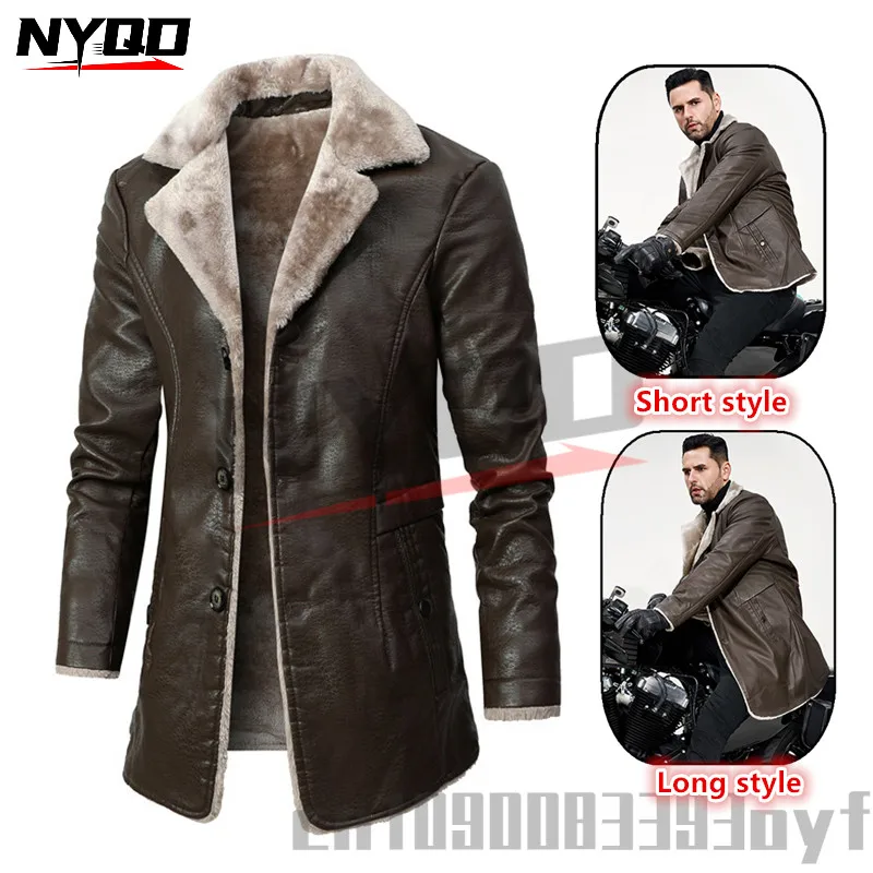 Men's Mid-length Leather Jacket Autumn and Winter European Size S-4XL Plus Velvet Large Lapel Coat Motorcycle Riding Jacket
Men's Mid-length Leather Jacket Autumn and Winter European Size S-4XL Plus Velvet Large Lapel Coat Motorcycle Riding Jacket