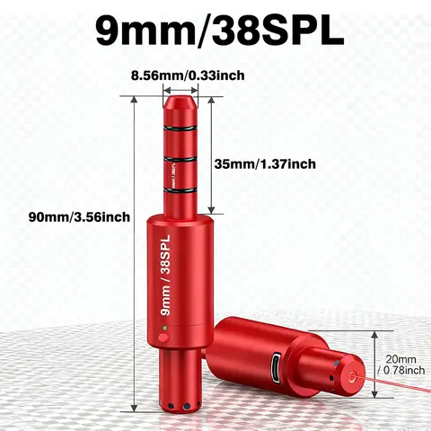 Tactical Red Laser Boresighter 9mm .38spl .223Rem .177 22LR Training Bullets Hunting Bore Sight Dry Fire Laser Trainer Cartridge