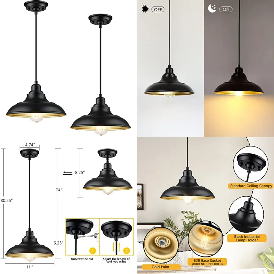 Pendant Lighting, Farmhouse Decor Adjustable Metal Hanging Lamp Ceiling Lamp, Hanging Light Fixtures, Industrial Black for Kitc
Pendant Lighting, Farmhouse Decor Adjustable Metal Hanging Lamp Ceiling Lamp, Hanging Light Fixtures, Industrial Black for Kitc