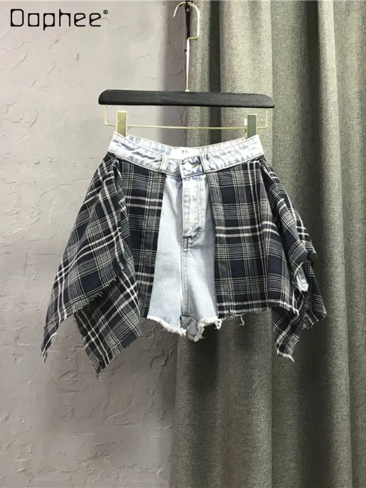 Women's Summer INS Plaid Stitching High Waist Denim Shorts 2023 New Baggy High Waist Wide Leg A- Line Jean Hot Pantskirt Woman
Women's Summer INS Plaid Stitching High Waist Denim Shorts 2023 New Baggy High Waist Wide Leg A- Line Jean Hot Pantskirt Woman