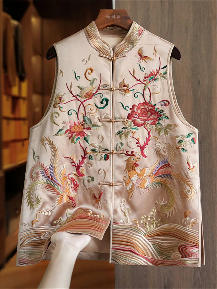 Women Vest Women's Jackets New Outerwear Phoenix Embroidered Vest Jacket Women's Waistcoat Chinese Tang Suit Buckle top Jacket
Women Vest Women's Jackets New Outerwear Phoenix Embroidered Vest Jacket Women's Waistcoat Chinese Tang Suit Buckle top Jacket