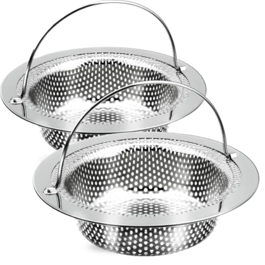 2 Pack Kitchen Sink Drain Strainer with Handle, Stainless Steel Large Kitchen Sink Drain Basket Food Catcher, Outer Diameter 4.
2 Pack Kitchen Sink Drain Strainer with Handle, Stainless Steel Large Kitchen Sink Drain Basket Food Catcher, Outer Diameter 4.