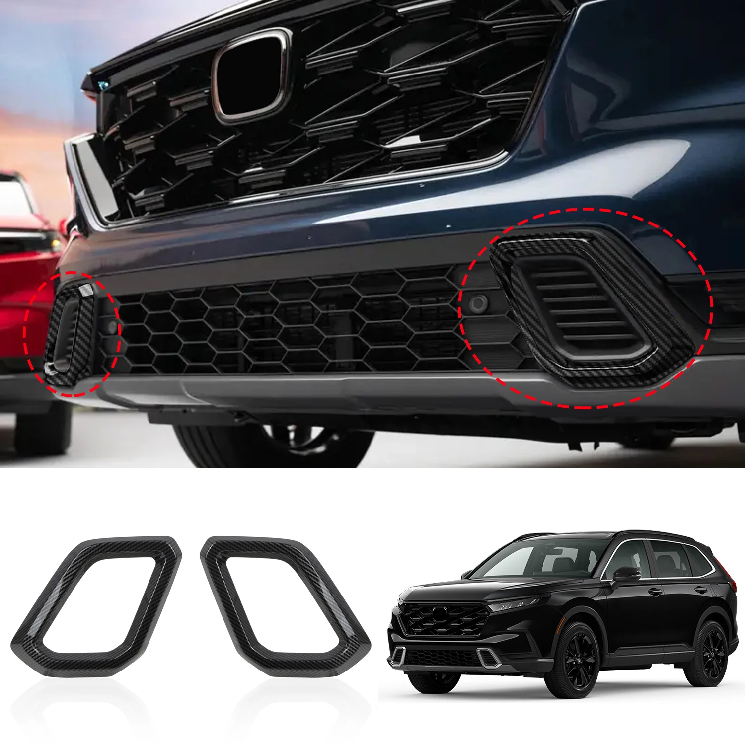 Для Honda CR-V CRV Sport Touring Hybrid 2023-2025: Комплект из 2 защитных накладок на вентиляционные отверстия переднего бампера из ABS-пластика
Для Honda CR-V CRV Sport Touring Hybrid 2023-2025: Комплект из 2 защитных накладок на вентиляционные отверстия переднего бампера из ABS-пластика