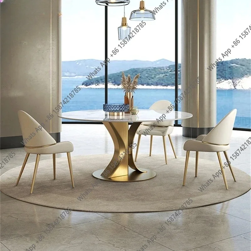 Новый дизайнерский роскошный круглый обеденный стол из мраморной плиты с 4-6 стульями, мебель Mesa Posta, нержавеющая сталь
Новый дизайнерский роскошный круглый обеденный стол из мраморной плиты с 4-6 стульями, мебель Mesa Posta, нержавеющая сталь