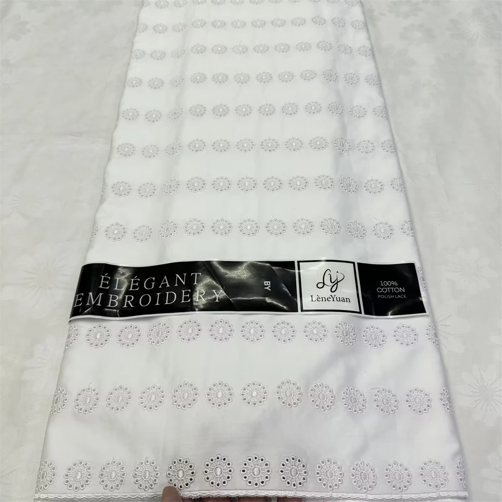 White Lace Fabric 100% Cotton Polish Embroidery Luxury African Swiss Lace Fabric For Women Dress 5 Yards/Lot
White Lace Fabric 100% Cotton Polish Embroidery Luxury African Swiss Lace Fabric For Women Dress 5 Yards/Lot