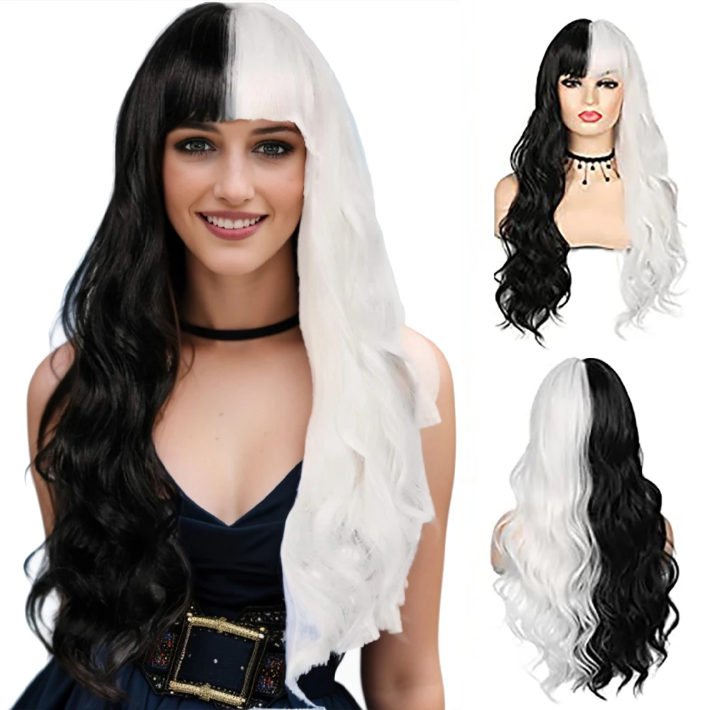 Soowee Long Half Black and White Wig Wavy Women's Curly Costume Wigs Lolita Cosplay Wig For Halloween Carnival Party
Soowee Long Half Black and White Wig Wavy Women's Curly Costume Wigs Lolita Cosplay Wig For Halloween Carnival Party