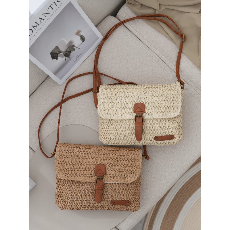 2 Colors Straw Woven Crossbody Bag, Mini Summer Beach Purse with Leather Buckle, Casual Handmade Woven Shoulder Bag for Women
2 Colors Straw Woven Crossbody Bag, Mini Summer Beach Purse with Leather Buckle, Casual Handmade Woven Shoulder Bag for Women