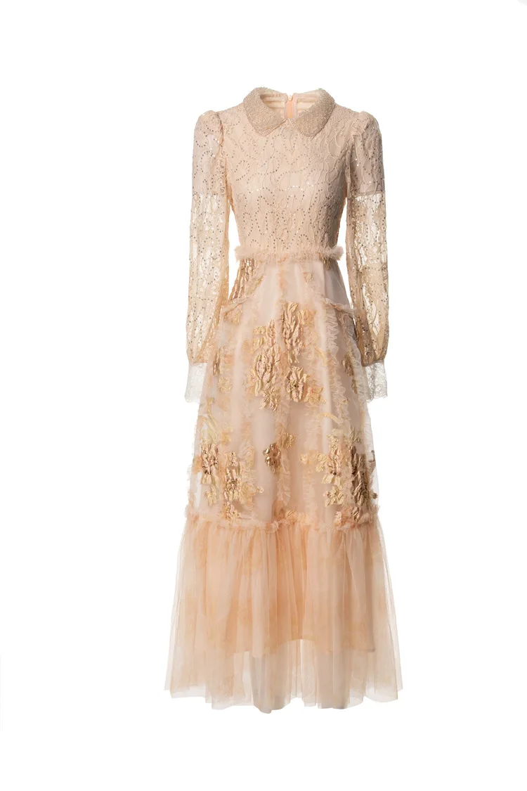 European and American women's clothing 2025 spring new Long sleeve doll collar sequin lace Fashion Fishtail Dress XXL
European and American women's clothing 2025 spring new Long sleeve doll collar sequin lace Fashion Fishtail Dress XXL