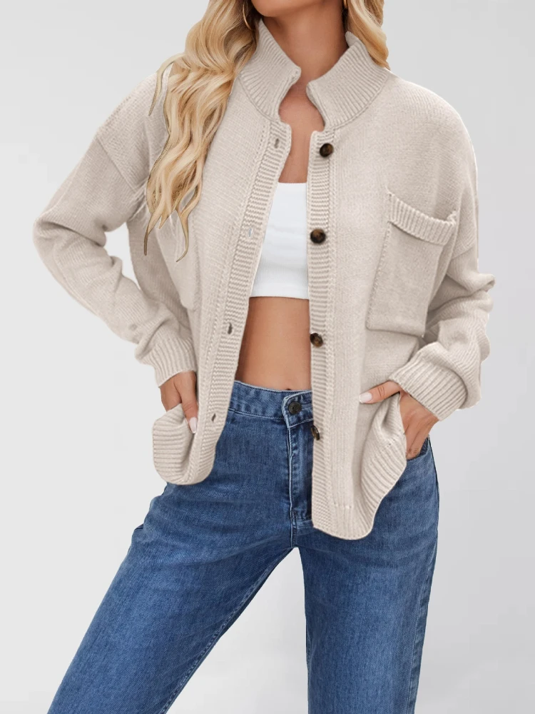 New Autumn Casual Solid Knitted Sweater Women Street Single Breasted O-neck Full Sleeve Loose Open Stitch Female Lady Knitwear
New Autumn Casual Solid Knitted Sweater Women Street Single Breasted O-neck Full Sleeve Loose Open Stitch Female Lady Knitwear