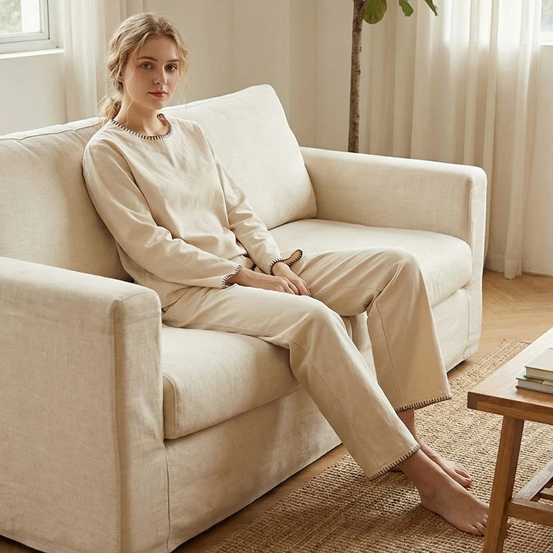 Spring Long Sleeve Long Pants Pajama Set V-Neck Pullover Solid Color Loose Comfortable Home Wear for Men And Women
Spring Long Sleeve Long Pants Pajama Set V-Neck Pullover Solid Color Loose Comfortable Home Wear for Men And Women