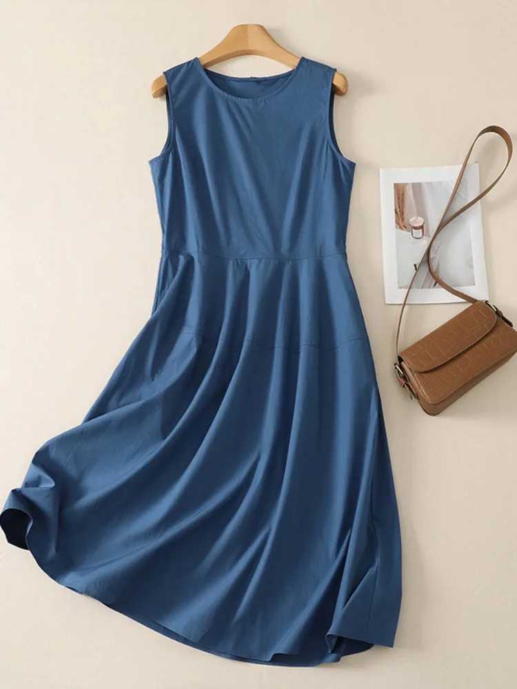 Elegant Blue Vintage Hepburn Sleeveless Dress Women's Summer Simple round Neck Slimming Midi Vest Skirt Casual Loose Fit
Elegant Blue Vintage Hepburn Sleeveless Dress Women's Summer Simple round Neck Slimming Midi Vest Skirt Casual Loose Fit