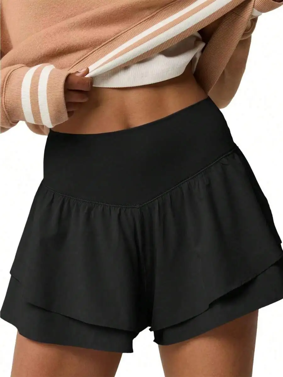 High Waisted Ruffle Tiered Sports Shorts With Built In Shorts Breathable Quick Dry Women Workout Shorts
High Waisted Ruffle Tiered Sports Shorts With Built In Shorts Breathable Quick Dry Women Workout Shorts