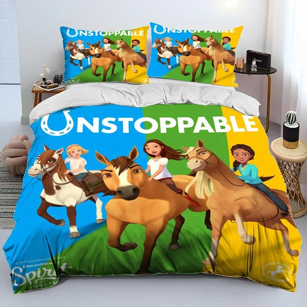 Spirit Riding Free Horses Cartoon Comfortable Duvet Quilt Cover Pillowcase Bedding Set Children Bedroom Decoration Home Textile 
Spirit Riding Free Horses Cartoon Comfortable Duvet Quilt Cover Pillowcase Bedding Set Children Bedroom Decoration Home Textile