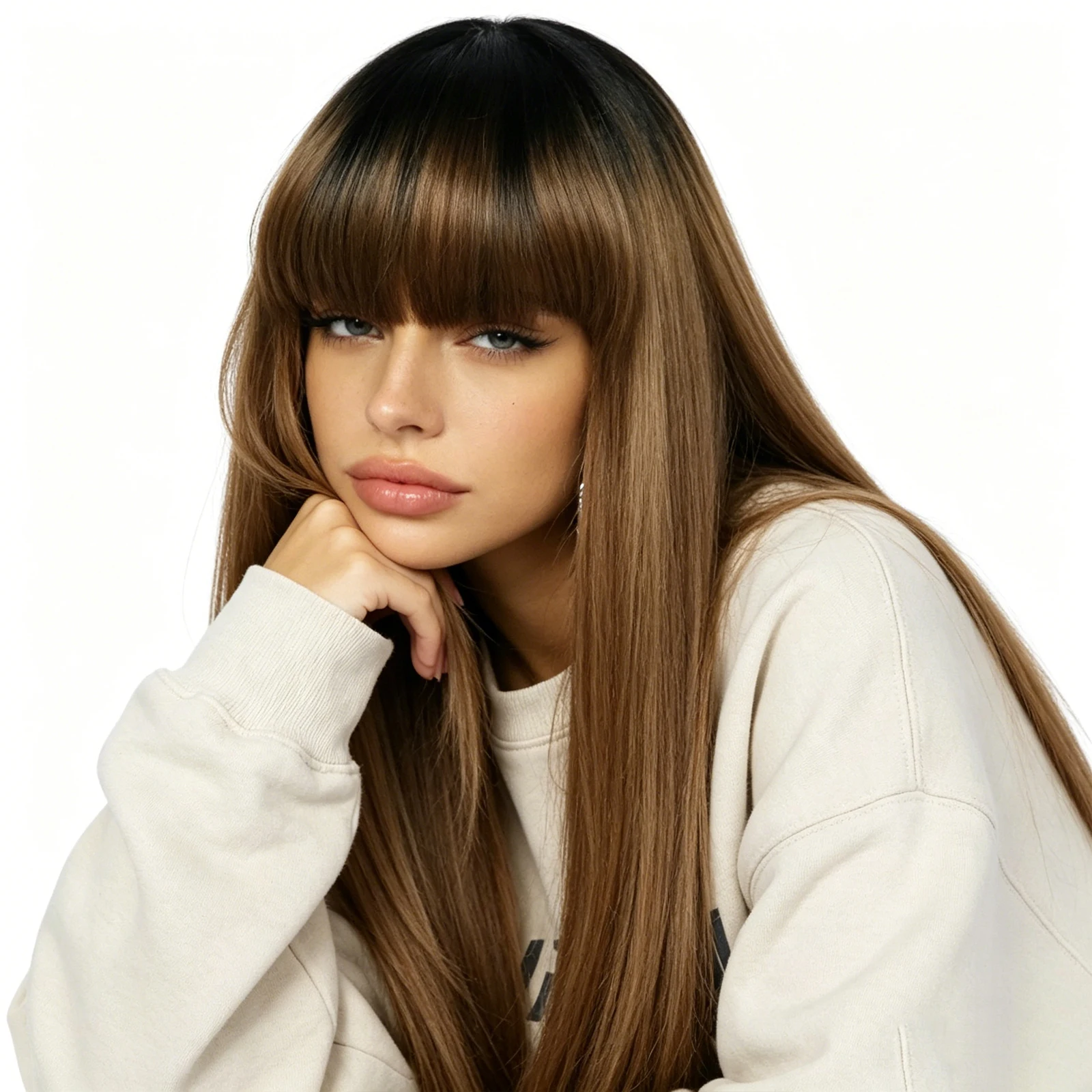 Women Fashion Black Ombre Brown, Synthetic Wig with Bangs Long Straight Hair Heat Resistant Wigs for Women Daily Party Cosplay
Women Fashion Black Ombre Brown, Synthetic Wig with Bangs Long Straight Hair Heat Resistant Wigs for Women Daily Party Cosplay