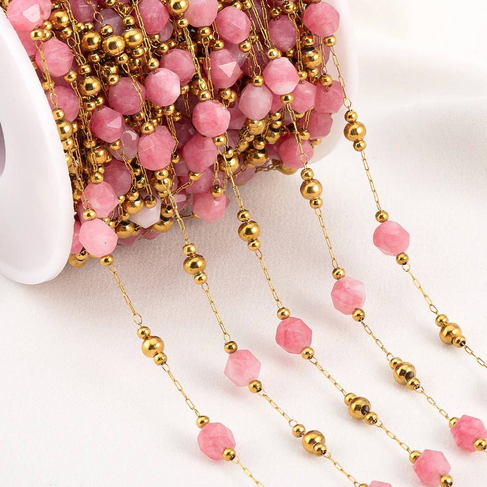 1meter Irregular Romantic Pink Stone Beaded Chain Stainless Steel Necklaces Chains Boho Anklet Bracelets for DIY Jewelry Making
1meter Irregular Romantic Pink Stone Beaded Chain Stainless Steel Necklaces Chains Boho Anklet Bracelets for DIY Jewelry Making