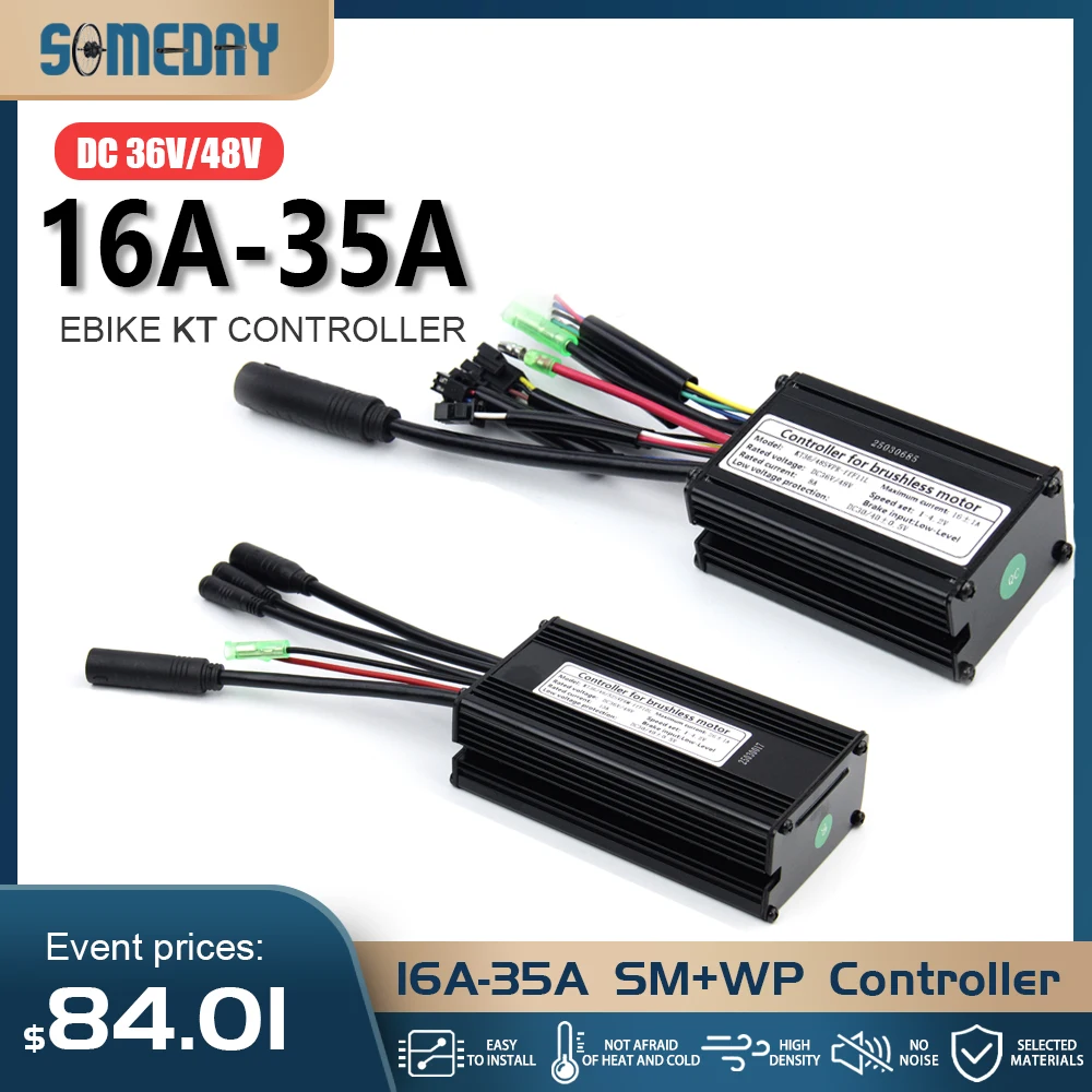 Electric Bike KT Controller 36V48V52V 16A 30A 35A Brushless 250W-1500W Black SineWave Controller For Ebike Motor Kit Accessories
Electric Bike KT Controller 36V48V52V 16A 30A 35A Brushless 250W-1500W Black SineWave Controller For Ebike Motor Kit Accessories