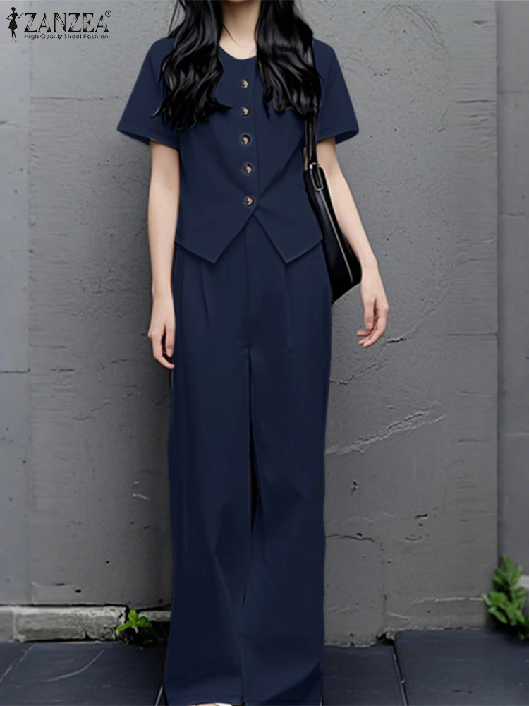 ZANZEA Korean Fashion Women 2 Piece Sets O-Neck Short Sleeve Shirts Wide Leg Pants 2PCS Outfit Elegant Commute Office Pant Sets
ZANZEA Korean Fashion Women 2 Piece Sets O-Neck Short Sleeve Shirts Wide Leg Pants 2PCS Outfit Elegant Commute Office Pant Sets