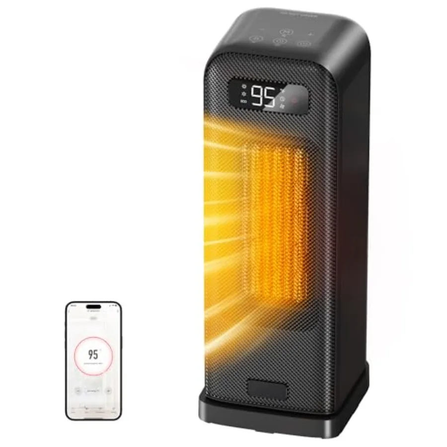 Space Heater for Bedroom, Smart Electric Heater with WiFi and Voice Control, 12H Timer, 4 Modes, Thermostat, 1500W PTC Ceramic
Space Heater for Bedroom, Smart Electric Heater with WiFi and Voice Control, 12H Timer, 4 Modes, Thermostat, 1500W PTC Ceramic