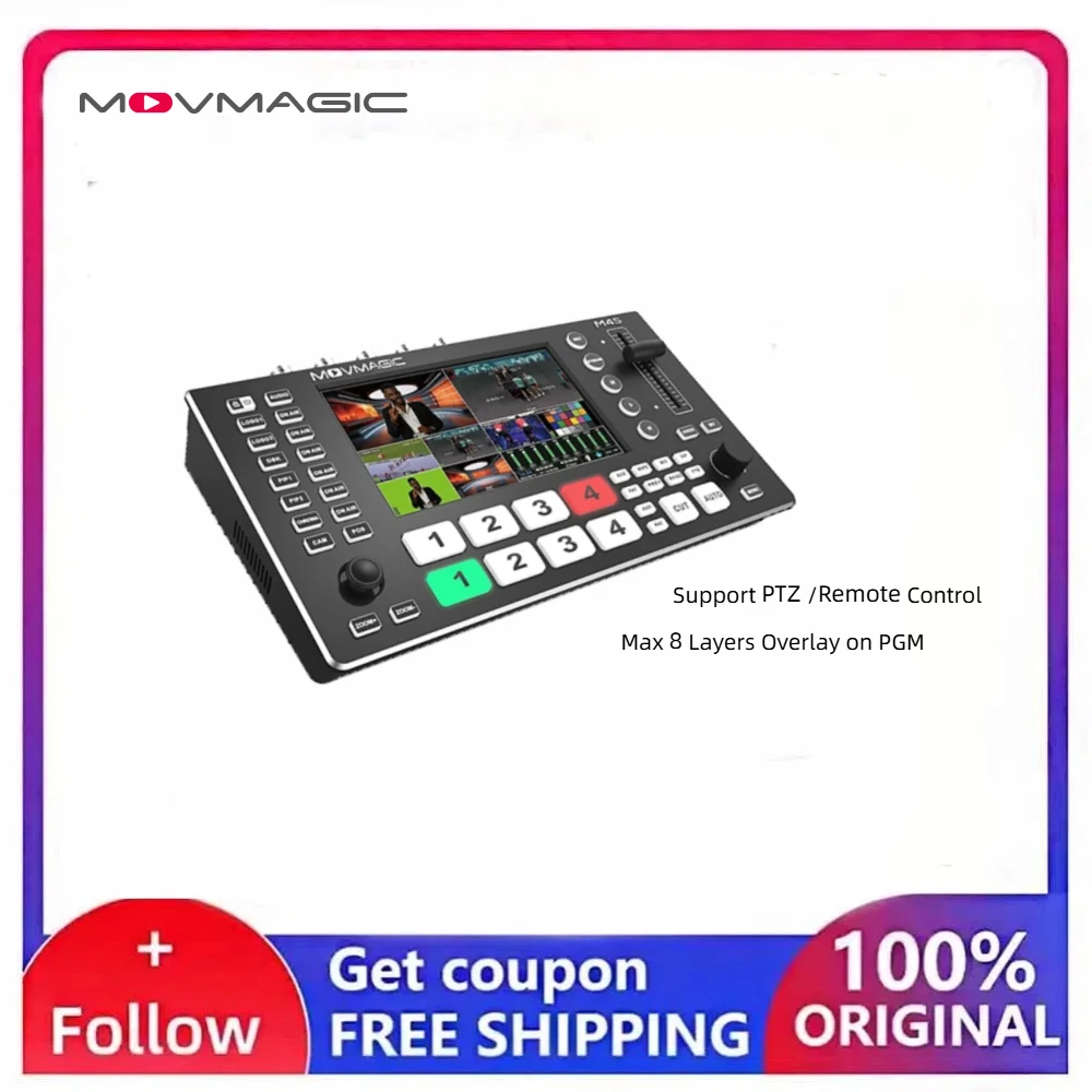MOVMAGIC M4S 4K HDMI 3G-SDI Switcher 2LOGO Alpha Metal Shell Horizontal/Vertical for E-commerce Live
MOVMAGIC M4S 4K HDMI 3G-SDI Switcher 2LOGO Alpha Metal Shell Horizontal/Vertical for E-commerce Live