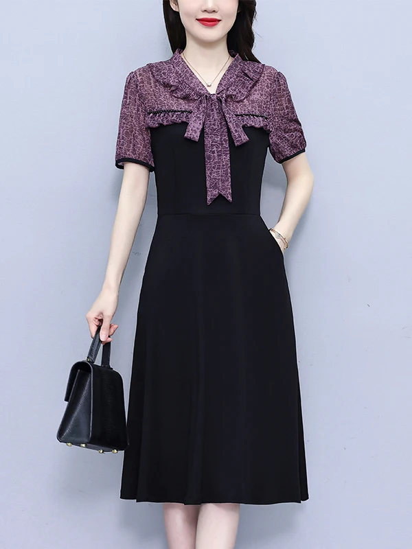Summer New Style Women's Floral Print Dress with Bow-Knot Short Sleeve Slimming Mommy Clothes High Waist V-Neck Zipper Closure
Summer New Style Women's Floral Print Dress with Bow-Knot Short Sleeve Slimming Mommy Clothes High Waist V-Neck Zipper Closure