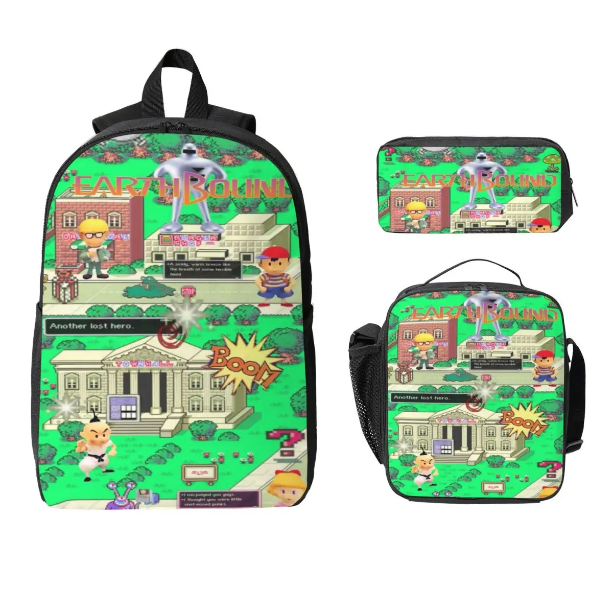 3Pcs Earthbound Mega Sprite Sheet School bags Set for Kids Pen Bags Backpack Sets with Lunch Box For School Students Daypack
3Pcs Earthbound Mega Sprite Sheet School bags Set for Kids Pen Bags Backpack Sets with Lunch Box For School Students Daypack