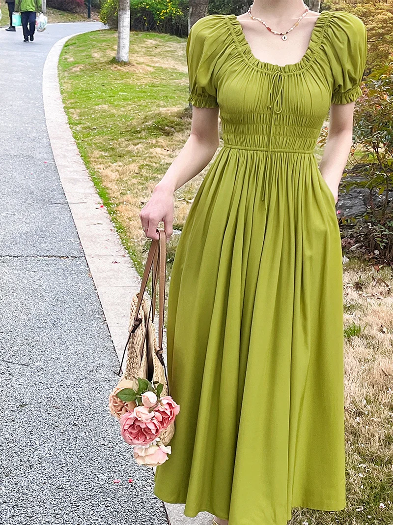 Retro Wine Red U-Neck Sari Dress Women's Spring Summer A-Line Midi Dress Pleated Waist Slimming Full Skirted Casual Dress
Retro Wine Red U-Neck Sari Dress Women's Spring Summer A-Line Midi Dress Pleated Waist Slimming Full Skirted Casual Dress