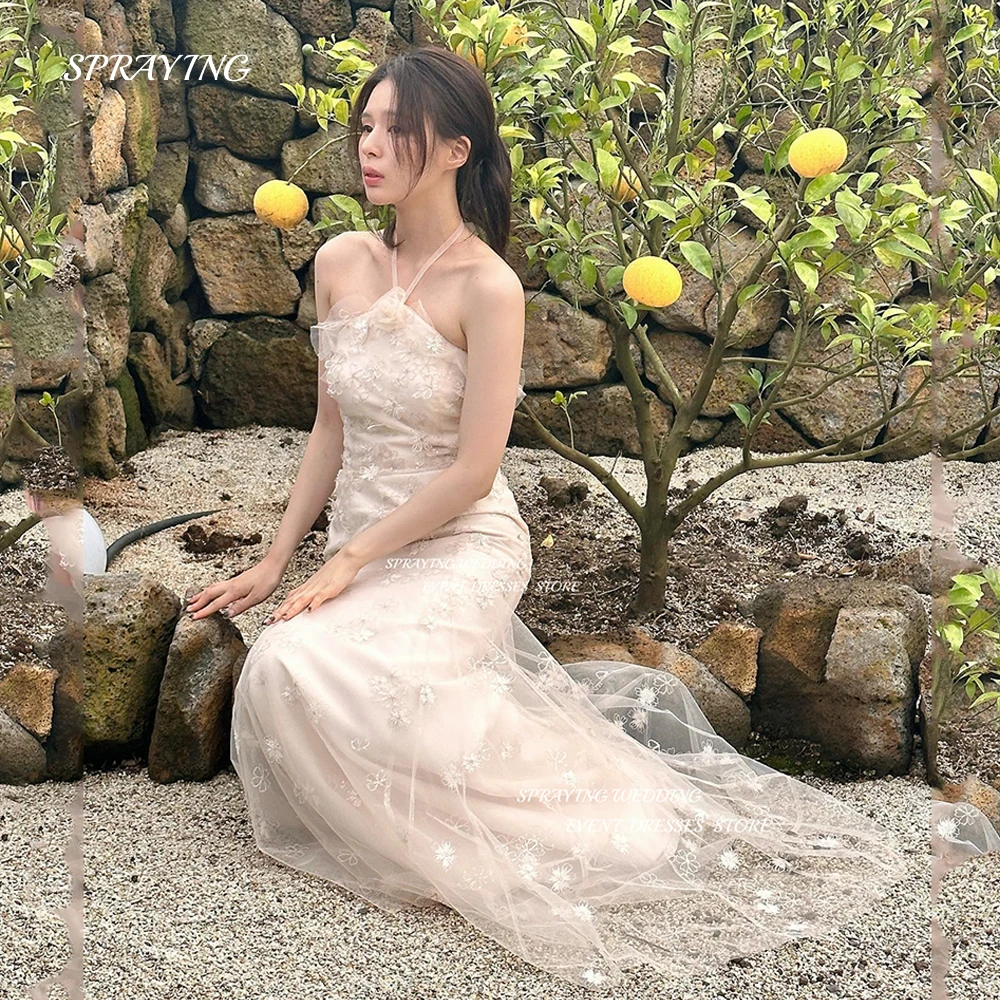 SPRAYING Korea Mermaid Wedding Dress Halter Sleeveless Soft Tulle Bridal Gown Garden Evening Party Dresses Custom Made
SPRAYING Korea Mermaid Wedding Dress Halter Sleeveless Soft Tulle Bridal Gown Garden Evening Party Dresses Custom Made
