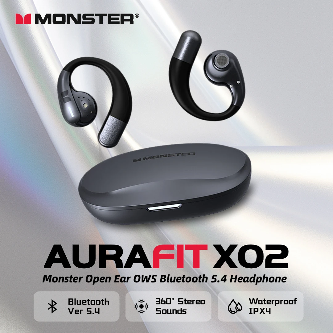Monster AuraFit X02 Open Ear Bluetooth 5.4 Earphones 360° Stereo Sound Air Conduction Headphones OWS Bluetooth Ear Hook Ear Buds
Monster AuraFit X02 Open Ear Bluetooth 5.4 Earphones 360° Stereo Sound Air Conduction Headphones OWS Bluetooth Ear Hook Ear Buds