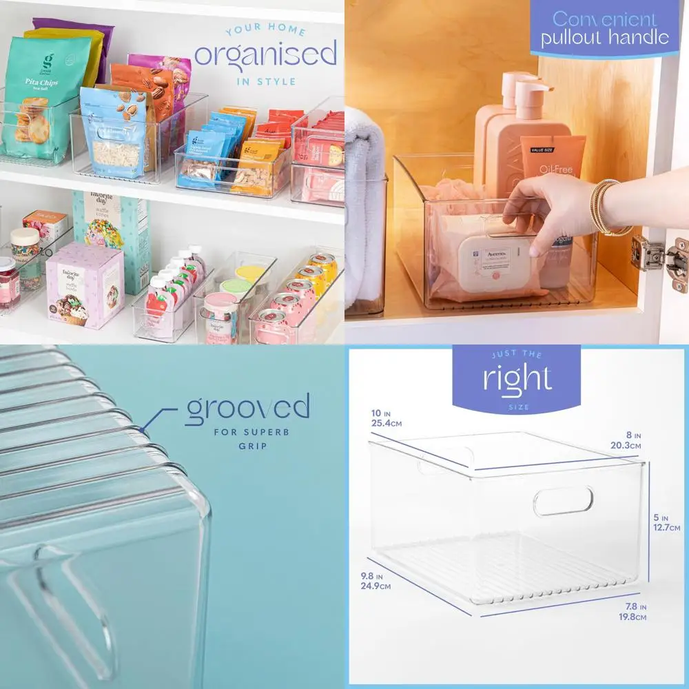 6-Pack Clear Plastic Bins with Handles for Home Storage: Ideal for Kitchen, Pantry, Fridge, Freezer, and More
6-Pack Clear Plastic Bins with Handles for Home Storage: Ideal for Kitchen, Pantry, Fridge, Freezer, and More