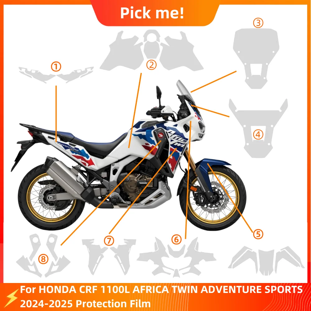 For HONDA CRF1100L AFRICA TWIN ADVENTURE SPORTS 2024-2025 PPF TPU Protective Film Full Body Paint Protection Scratch Resistant
For HONDA CRF1100L AFRICA TWIN ADVENTURE SPORTS 2024-2025 PPF TPU Protective Film Full Body Paint Protection Scratch Resistant