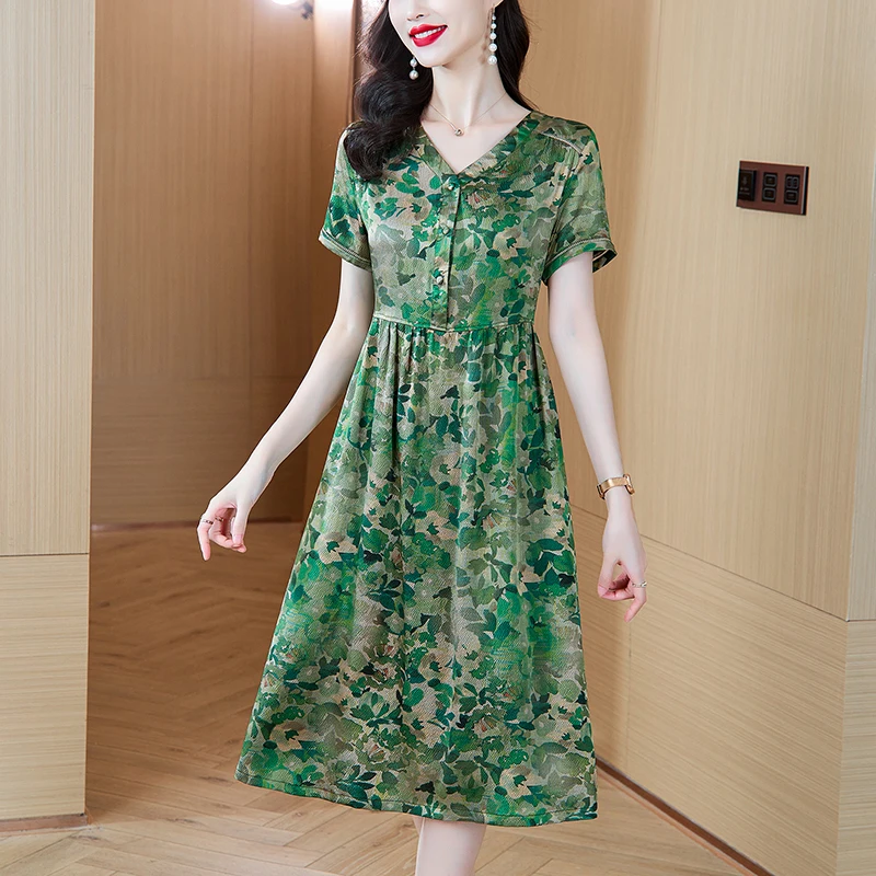 2025 Summer Women Satin Vintage Luxury Bodycon Dresses Office Lady Floral Silk Midi Dress Elegant Casual Night Party Vestidos
2025 Summer Women Satin Vintage Luxury Bodycon Dresses Office Lady Floral Silk Midi Dress Elegant Casual Night Party Vestidos