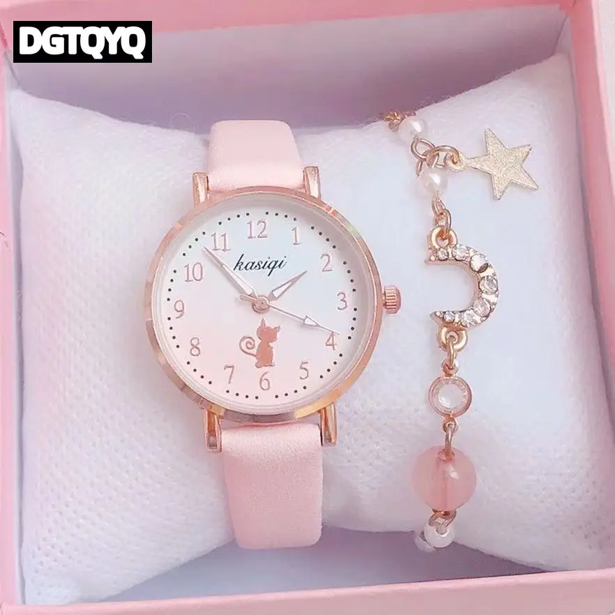 New Fashion Cat Digital Dial Leather Strap Quartz Watch Moon Bracelet Sets for Kids,Children Girls Clock Gift Watch (With Box)
New Fashion Cat Digital Dial Leather Strap Quartz Watch Moon Bracelet Sets for Kids,Children Girls Clock Gift Watch (With Box)