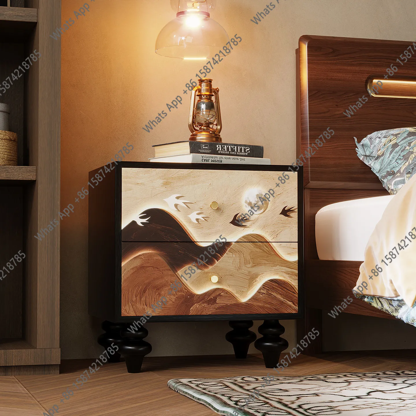 Modern simple solid wood bedside table decorative storage bedroom designer style high-end fashion
Modern simple solid wood bedside table decorative storage bedroom designer style high-end fashion