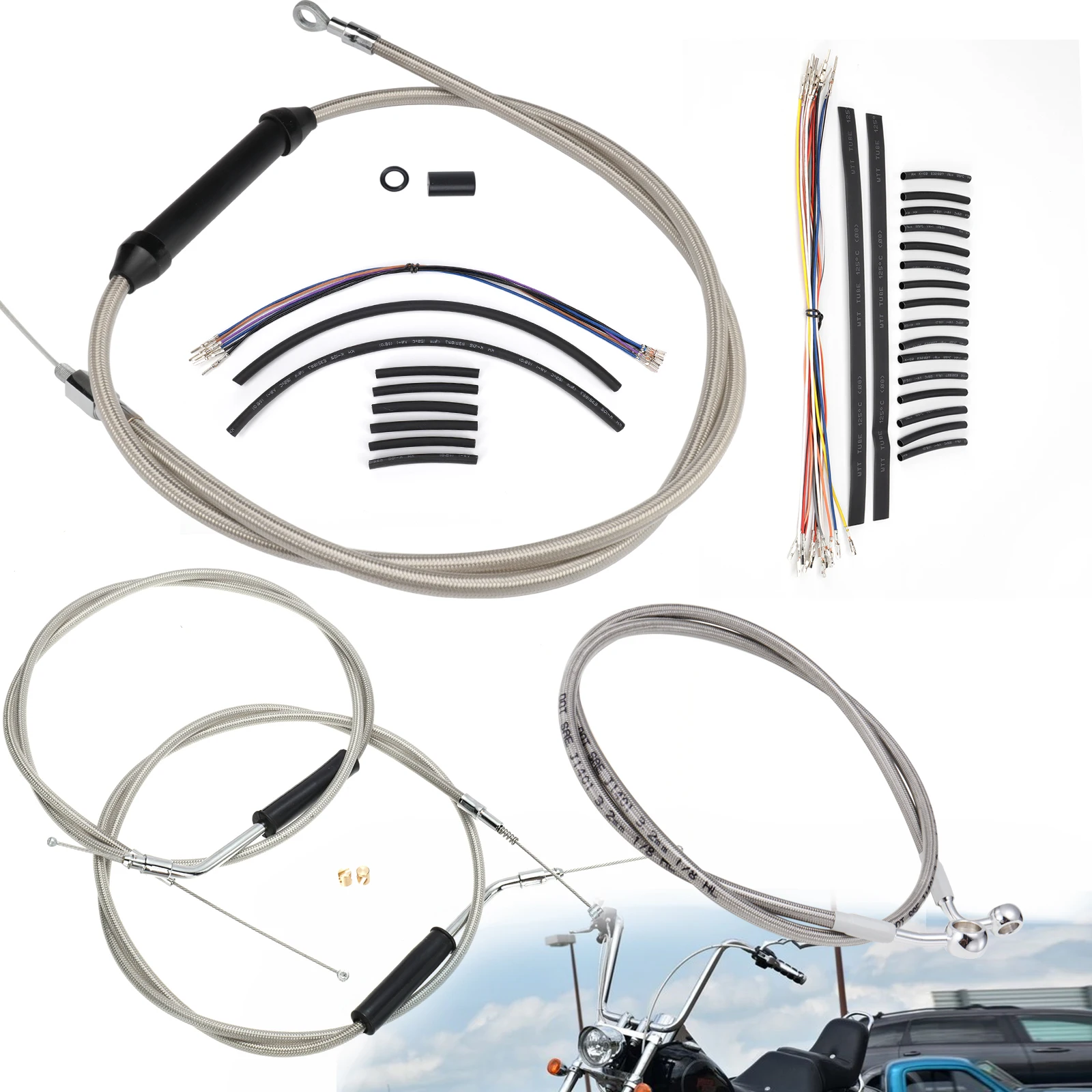 16" Handlebar Extended Cable Kit for Harley 2007-2011 Dyna without ABS and 2007-2010 Softail
16" Handlebar Extended Cable Kit for Harley 2007-2011 Dyna without ABS and 2007-2010 Softail