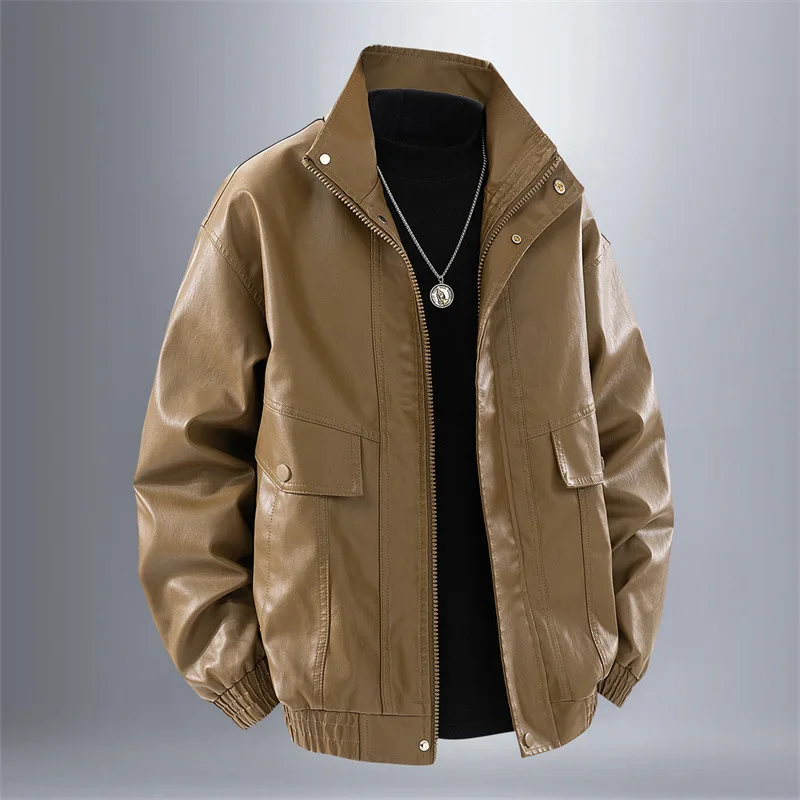 Мужская модная куртка из искусственной кожи на весну и осень 2025 г. — тонкая текстура, долговечность, комфорт 
Мужская модная куртка из искусственной кожи на весну и осень 2025 г. — тонкая текстура, долговечность, комфорт