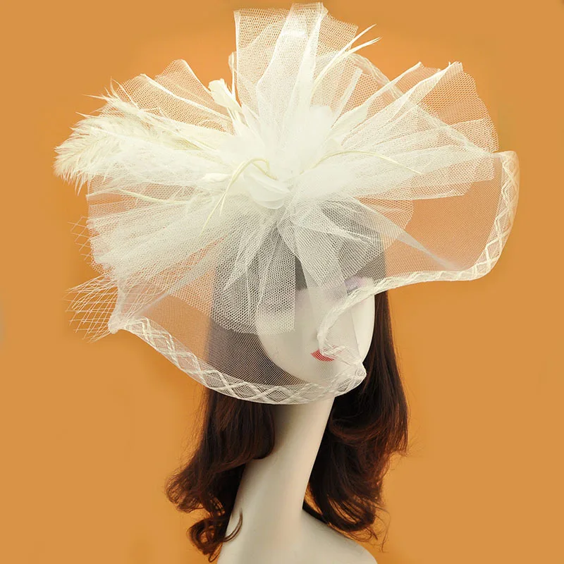 Large Fascinator headdress Women White Red Black Feather Gauze Headwear Luxury Wedding Banquet Party Ladies Hat Hair Accessories
Large Fascinator headdress Women White Red Black Feather Gauze Headwear Luxury Wedding Banquet Party Ladies Hat Hair Accessories