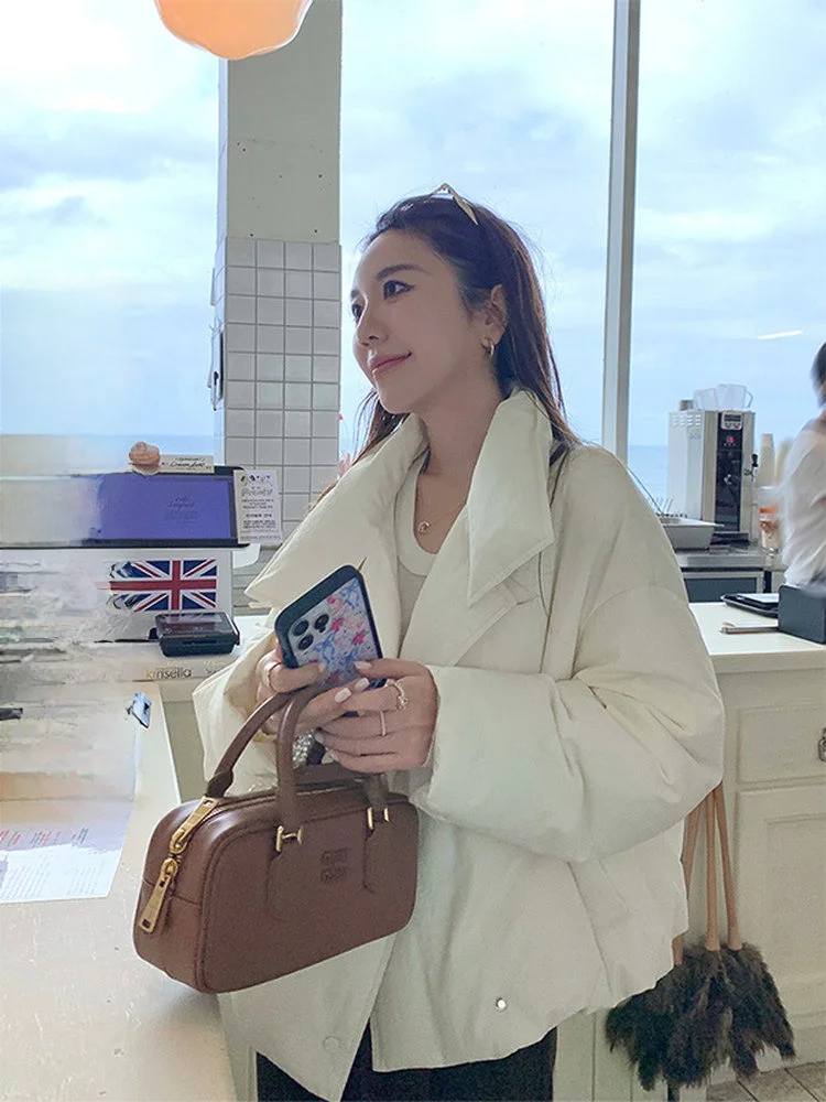 Cheeseandkisses ort Bicolor Bread Sle down Jaet 90 White Goose down Collar Women's Korean Sle Commute Faion
Cheeseandkisses ort Bicolor Bread Sle down Jaet 90 White Goose down Collar Women's Korean Sle Commute Faion