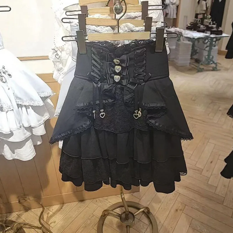 Summer New Lolita Half Skirt Japanese Style Liz Lisa Cake Skirt Black Back-Tie Japanese Versatile Style Mass-Produced Cute Sweet Short Skirt Big Bow Skirt Matching Set Women's Clothing
Summer New Lolita Half Skirt Japanese Style Liz Lisa Cake Skirt Black Back-Tie Japanese Versatile Style Mass-Produced Cute Sweet Short Skirt Big Bow Skirt Matching Set Women's Clothing